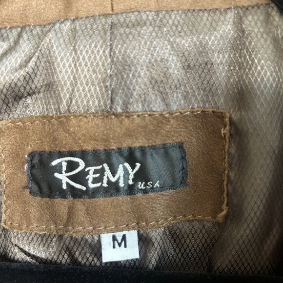 Remy Women’s Dark Brown Lambskin Leather Double Collar Jacket Size Medium - Picture 4 of 8